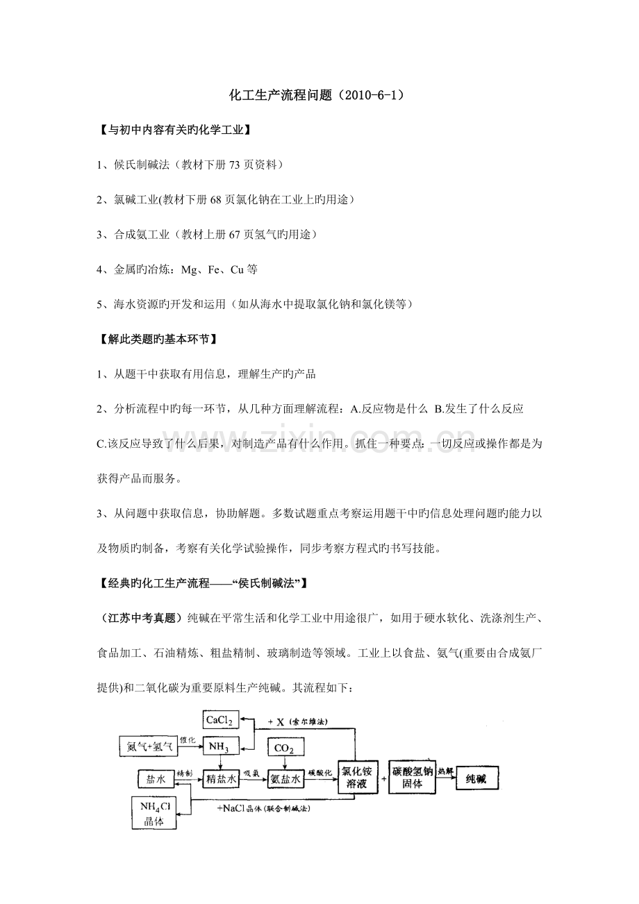 中考化学复习策略化工生产流程问题.doc_第1页