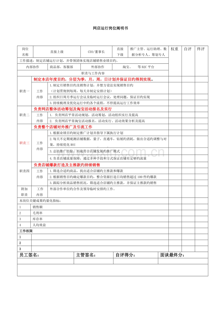 oritick初步电子商务岗位KPI说明书运营.doc_第1页