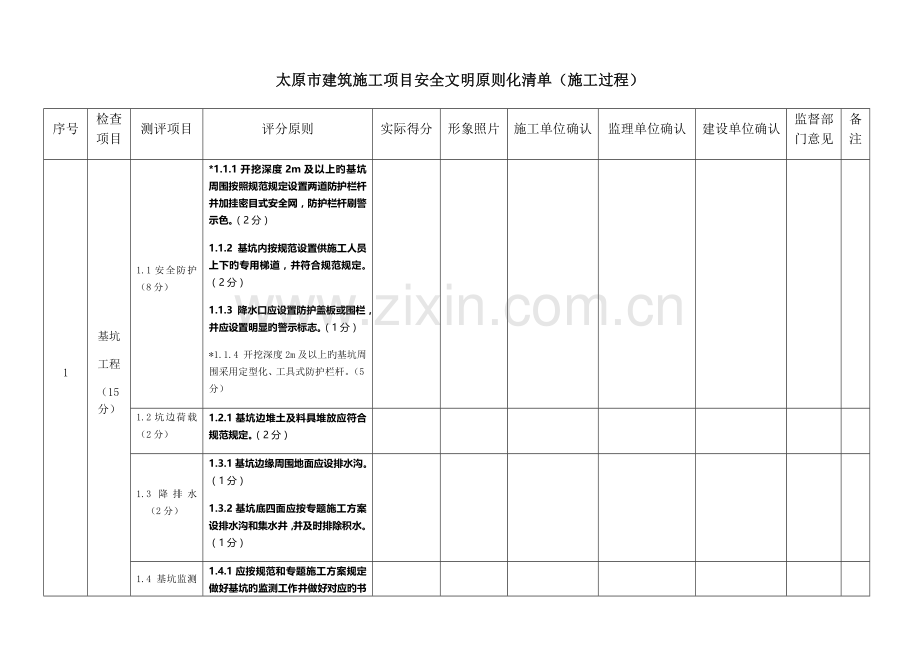 太原市建筑施工项目安全文明标准化清单施工过程.docx_第1页