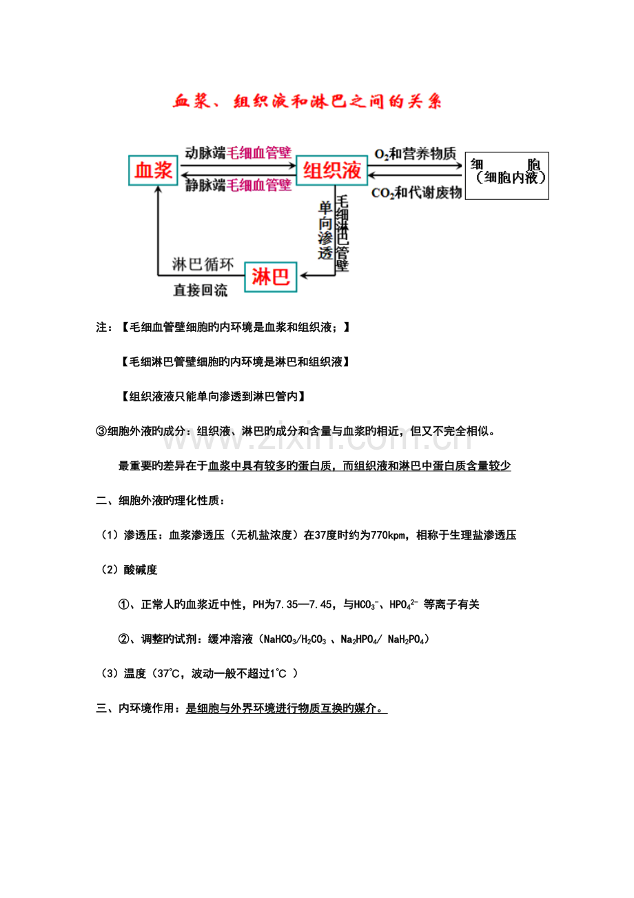 2023年人体内环境的稳态与调节知识点笔记.doc_第2页