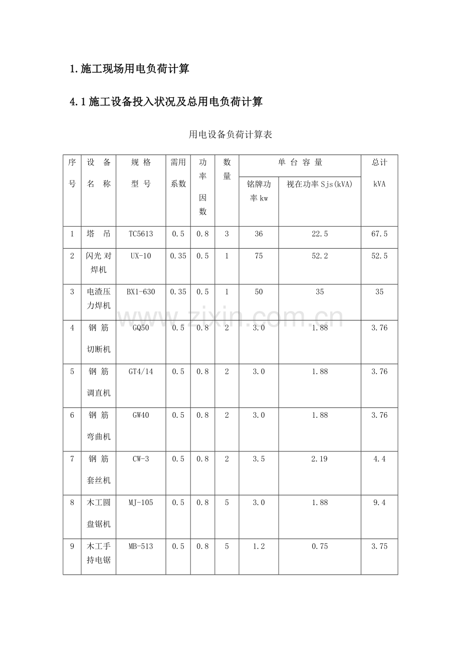 施工现场用电负荷计算.docx_第1页