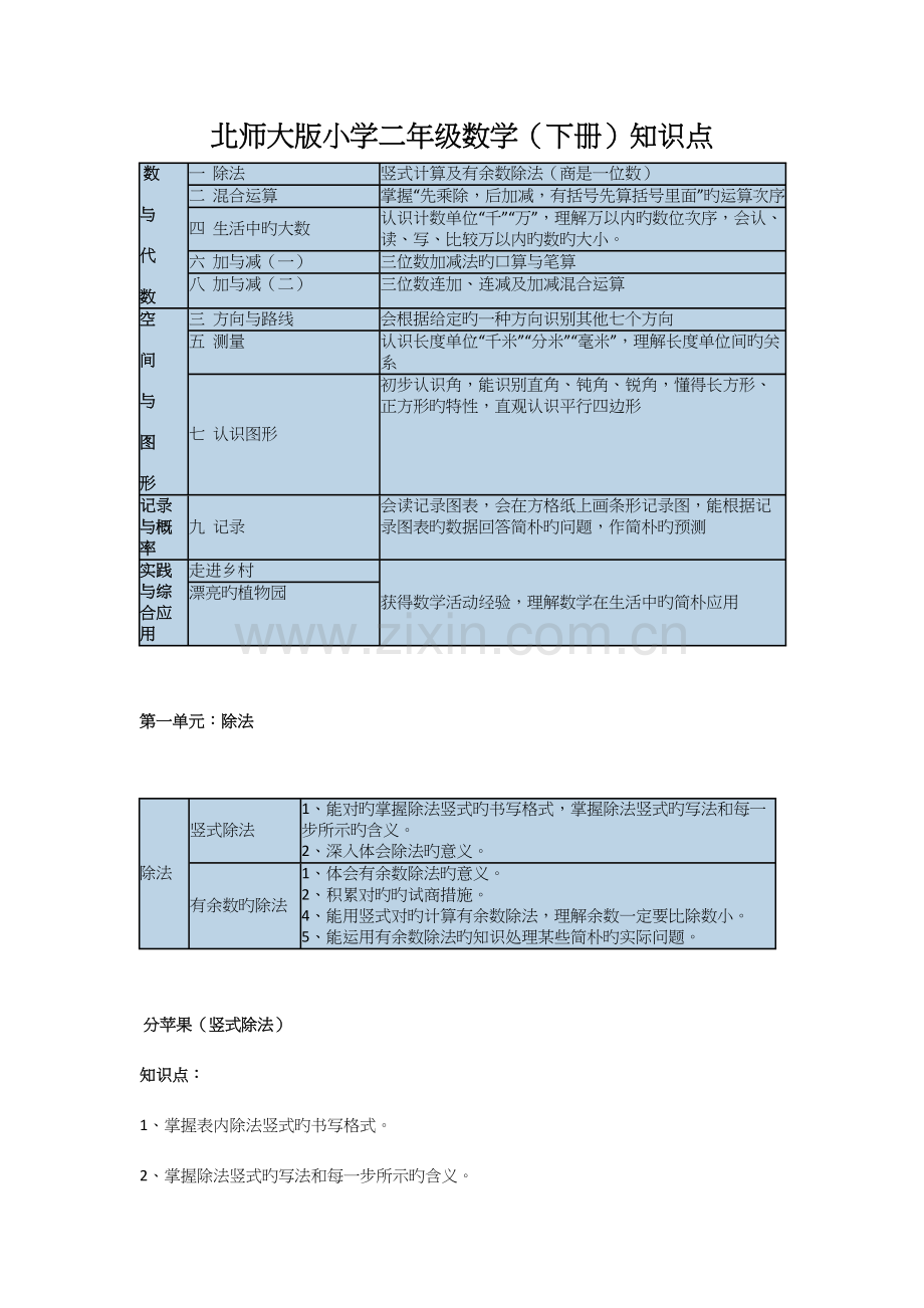 2023年北师大版小学二年级下册数学知识点汇总.docx_第1页