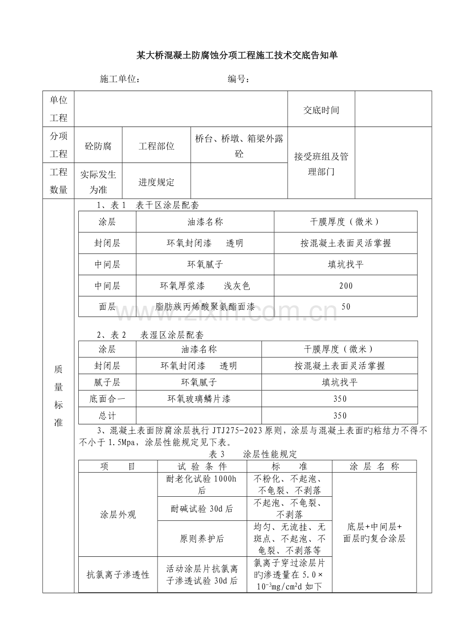 大桥混凝土防腐蚀施工技术交底.doc_第1页