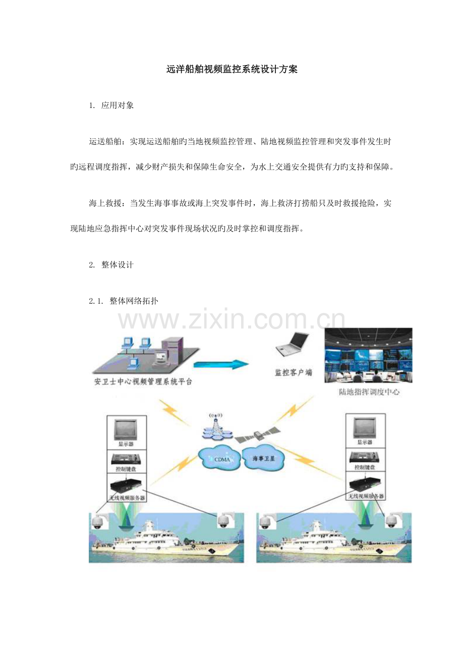 远洋船舶视频监控系统设计方案.doc_第1页