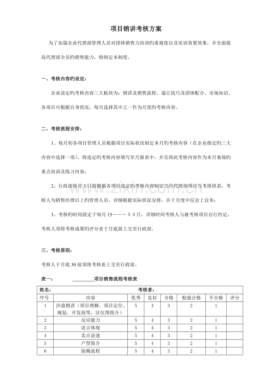 房地产项目销讲考核方案.doc_第1页