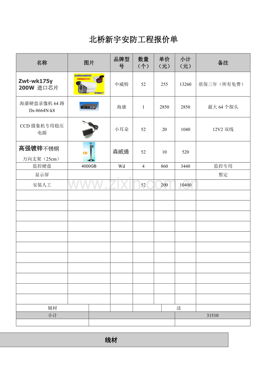 安防工程报价单.doc_第1页