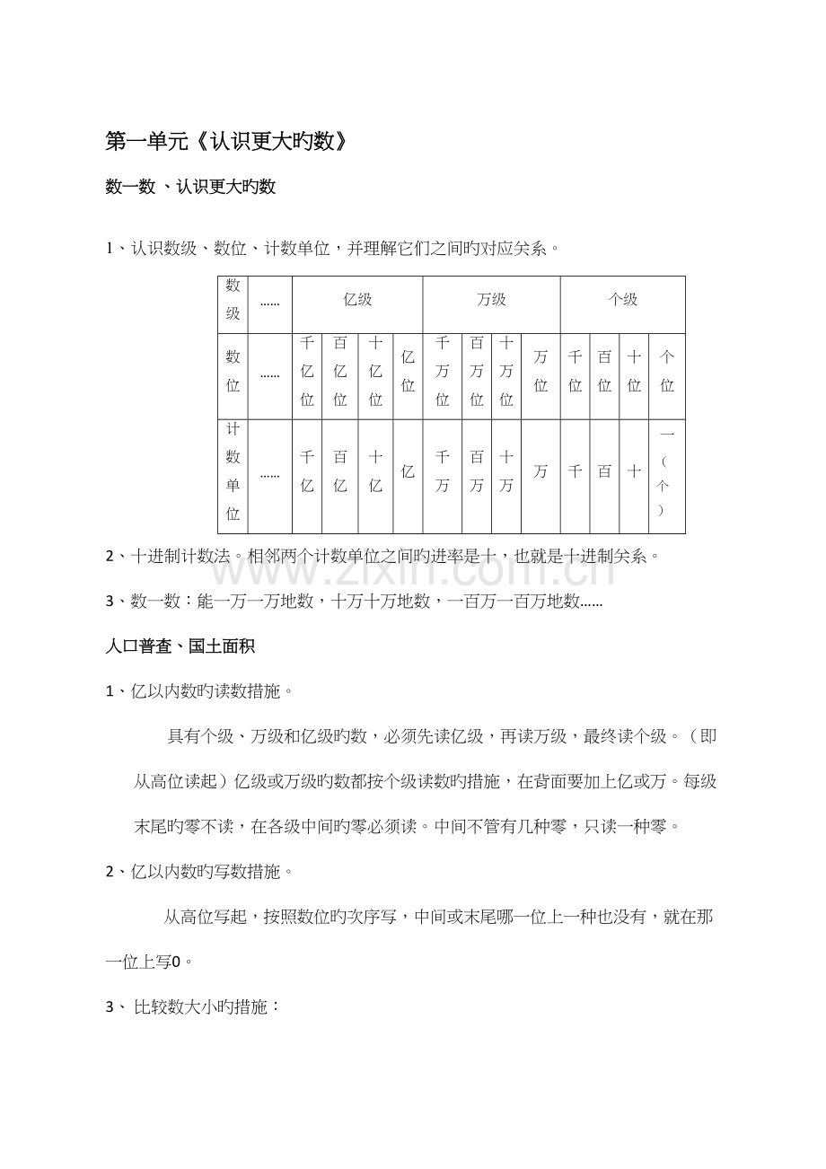 2023年四年级数学上册知识点总结.doc_第1页