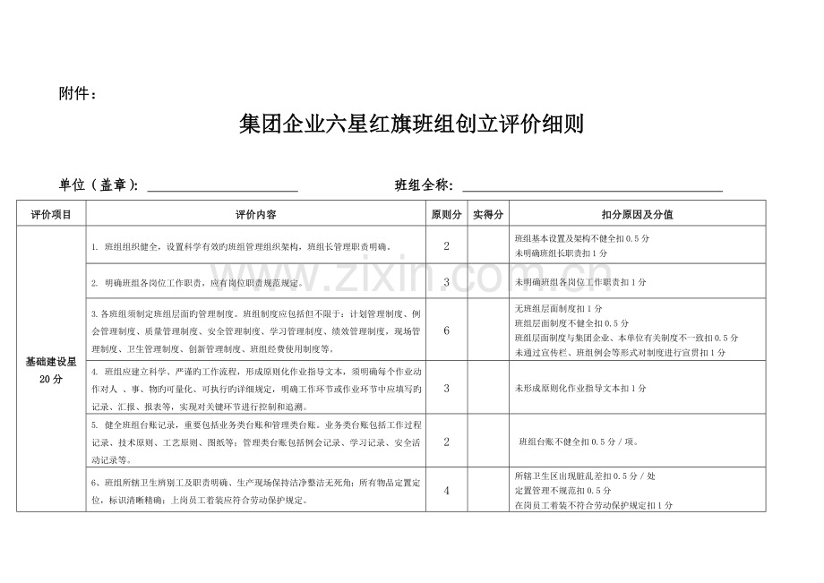 集团公司六星红旗班组创建评价细则.doc_第1页