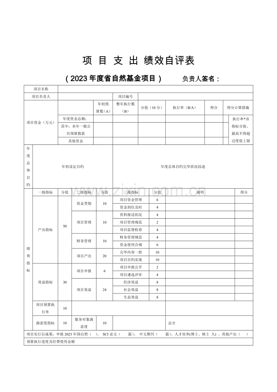 项目支出绩效自评表.doc_第1页