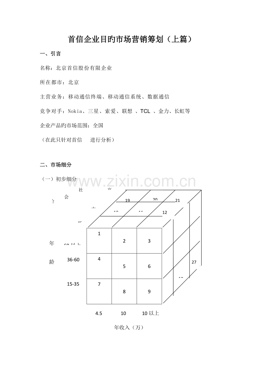 首信公司目标市场营销策划.doc_第1页