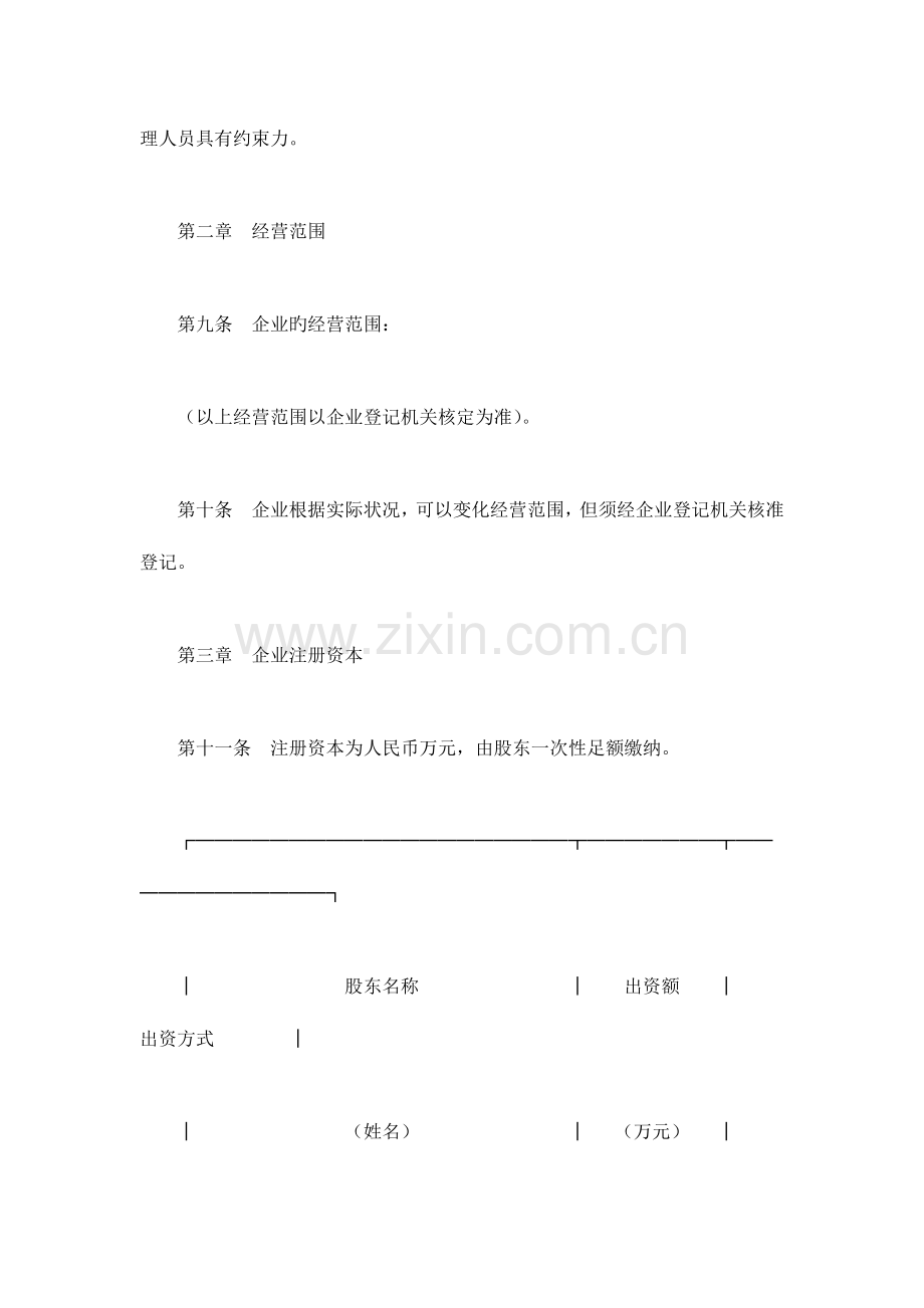 有限责任公司章程独资公司.docx_第2页