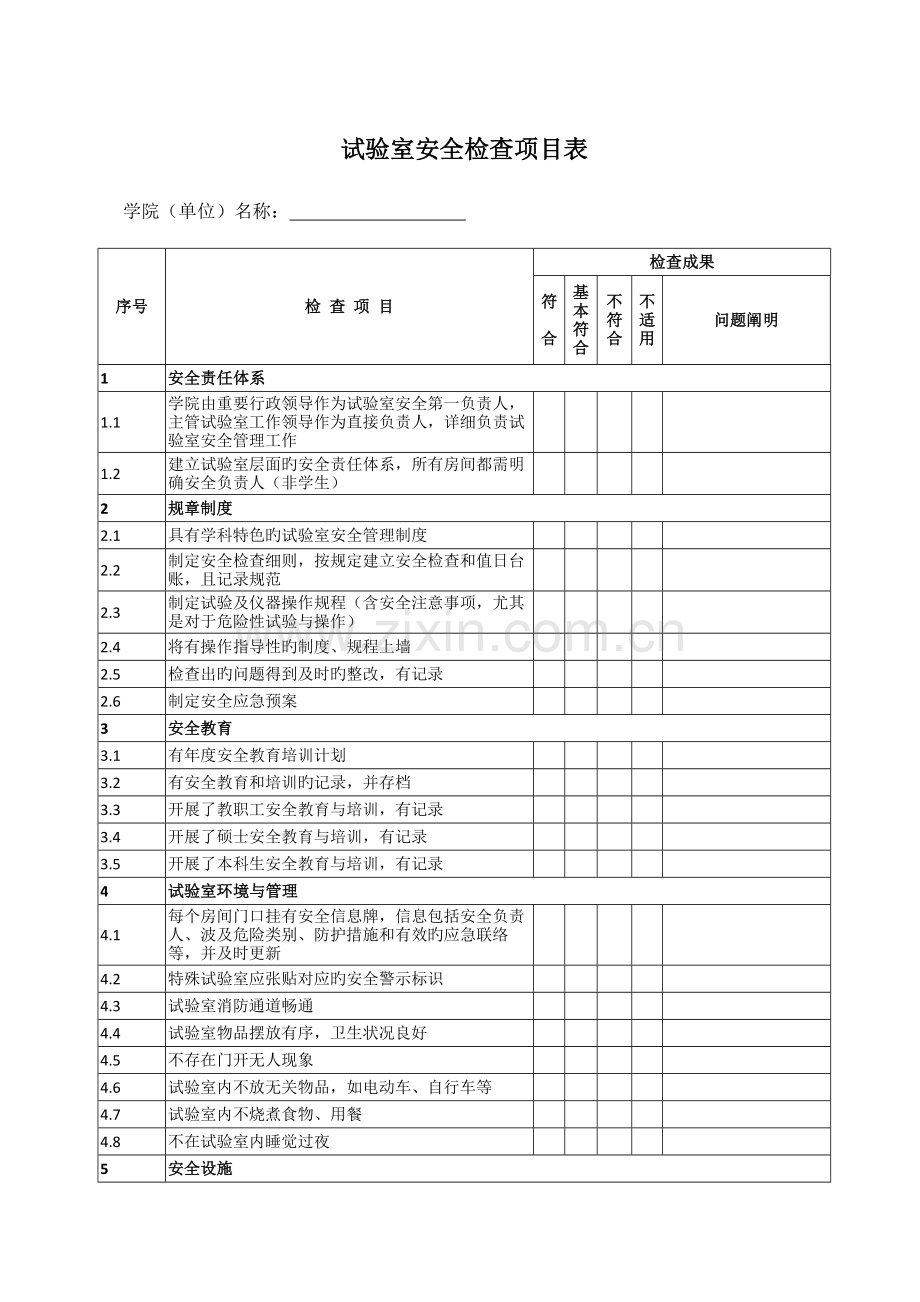 高校实验室安全检查指标体系的研究.doc_第1页