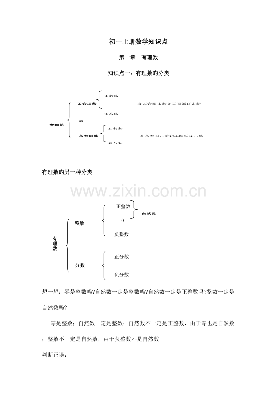 2023年人教版初一数学上册知识点.doc_第1页