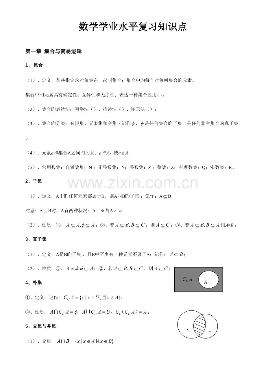 2023年高中数学会考知识点总结超级经典.doc_第1页