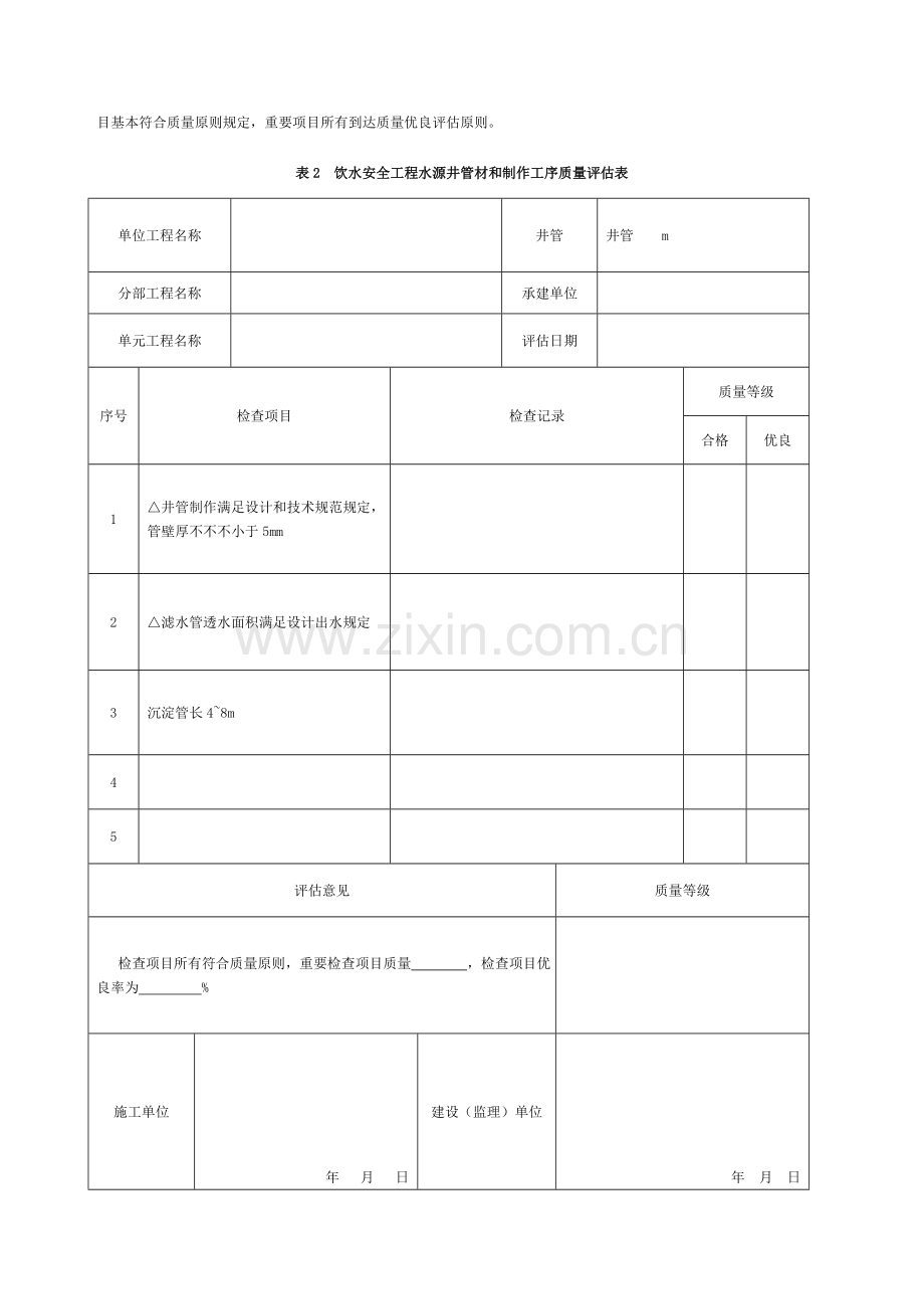 水源井凿井单元工程质量评定表模板.doc_第3页