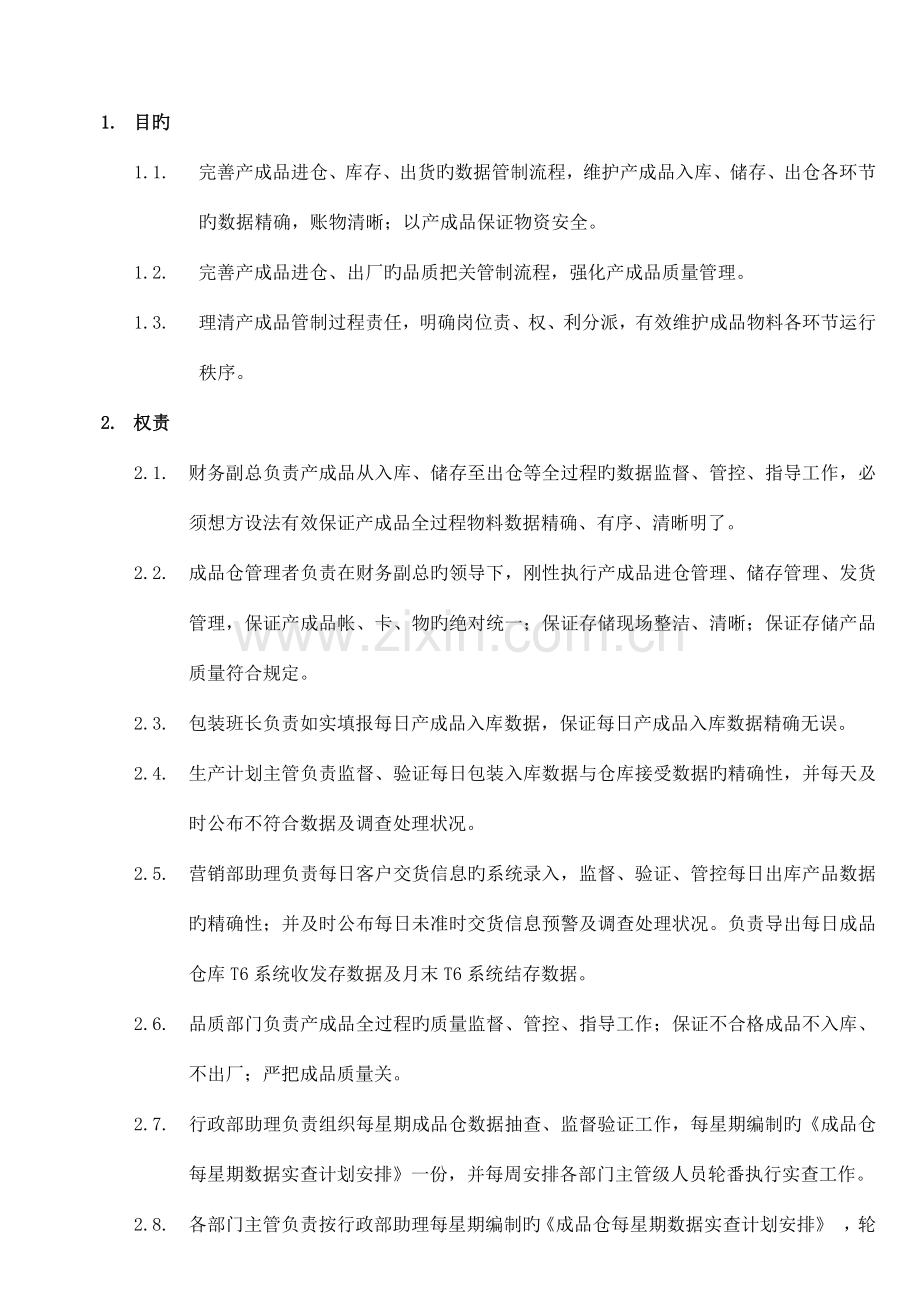 产成品物料管理及数据监督考核制度.docx_第2页