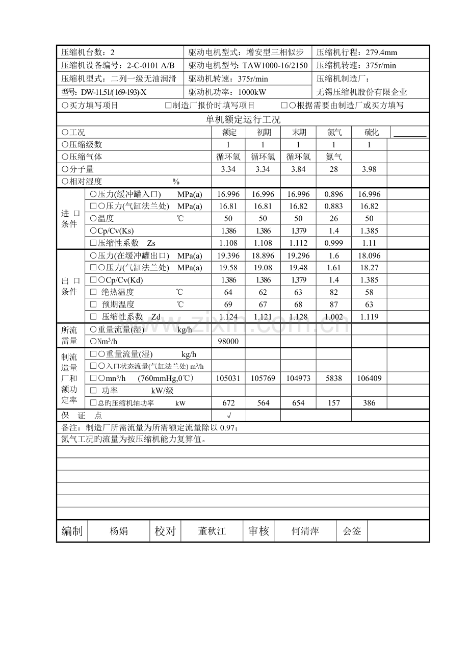 工艺流程用往复活塞压缩机数据表资料.doc_第2页