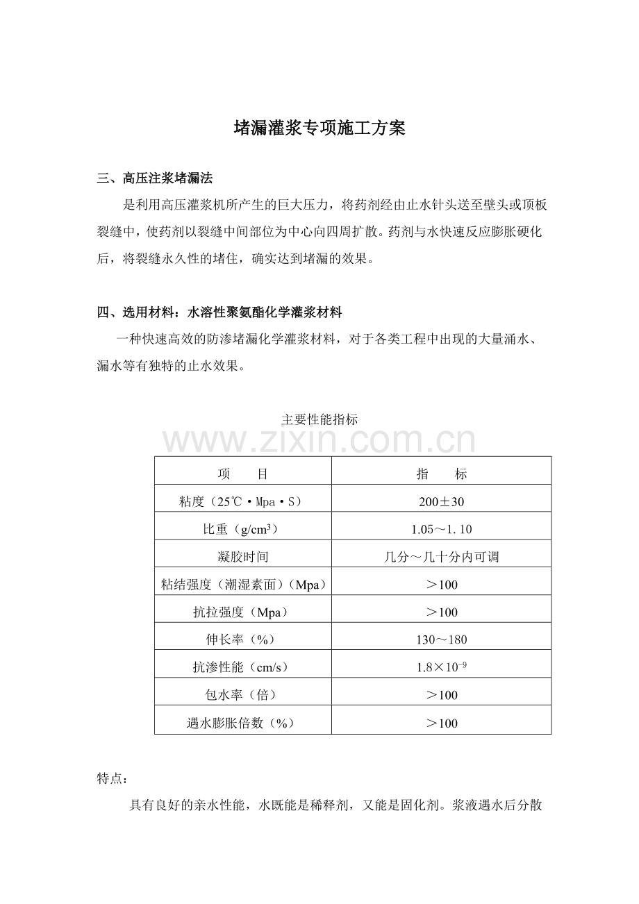 堵漏灌浆专项施工方案.doc_第1页