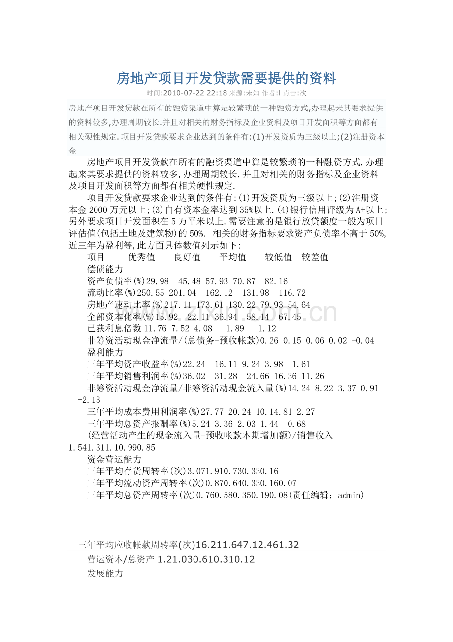 房地产项目开发贷款需要提供的资料.doc_第1页