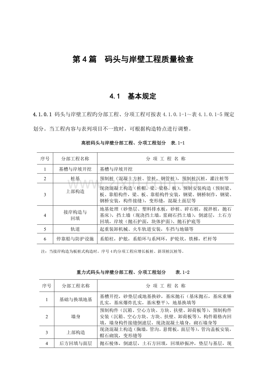 水运工程质量检验标准第4篇+码头与岸壁工程质量检验.doc_第1页