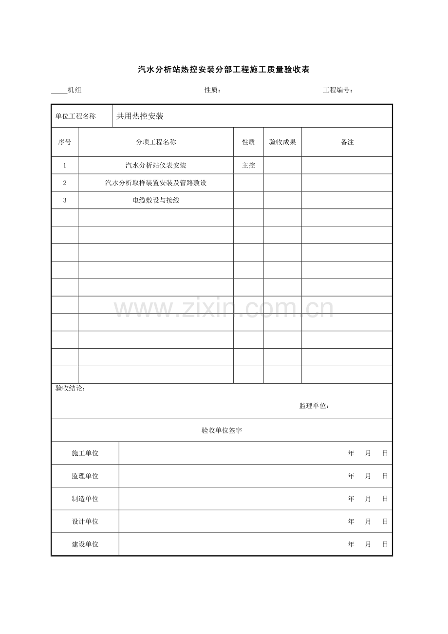 汽水分析站热控安装分部工程施工质量验收表课件.doc_第1页