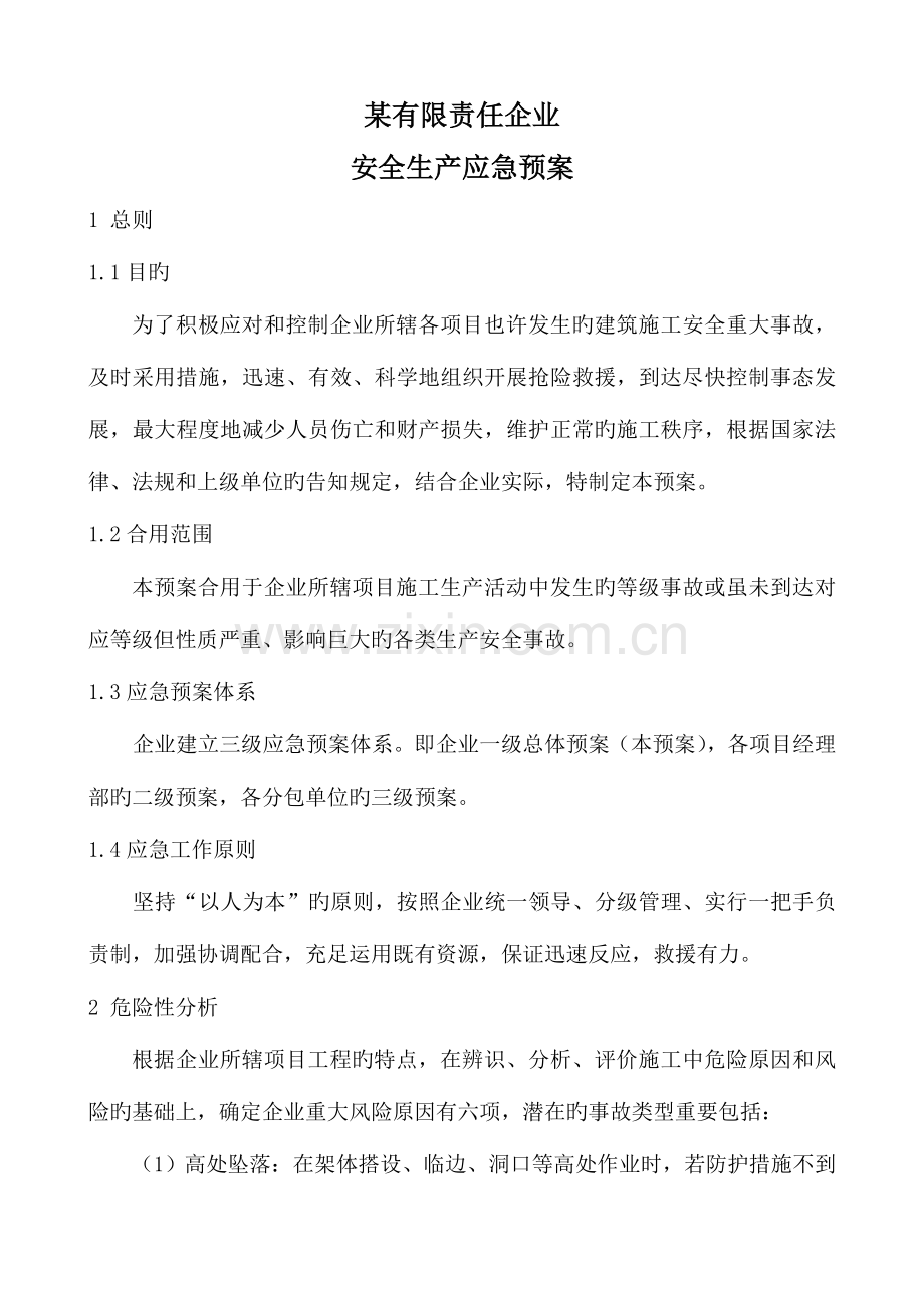 2023年公司级别安全应急预案.doc_第1页