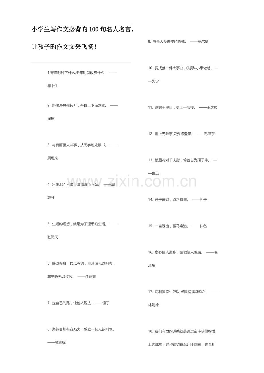 2023年小学生写作文必背的句名人名言.docx_第1页