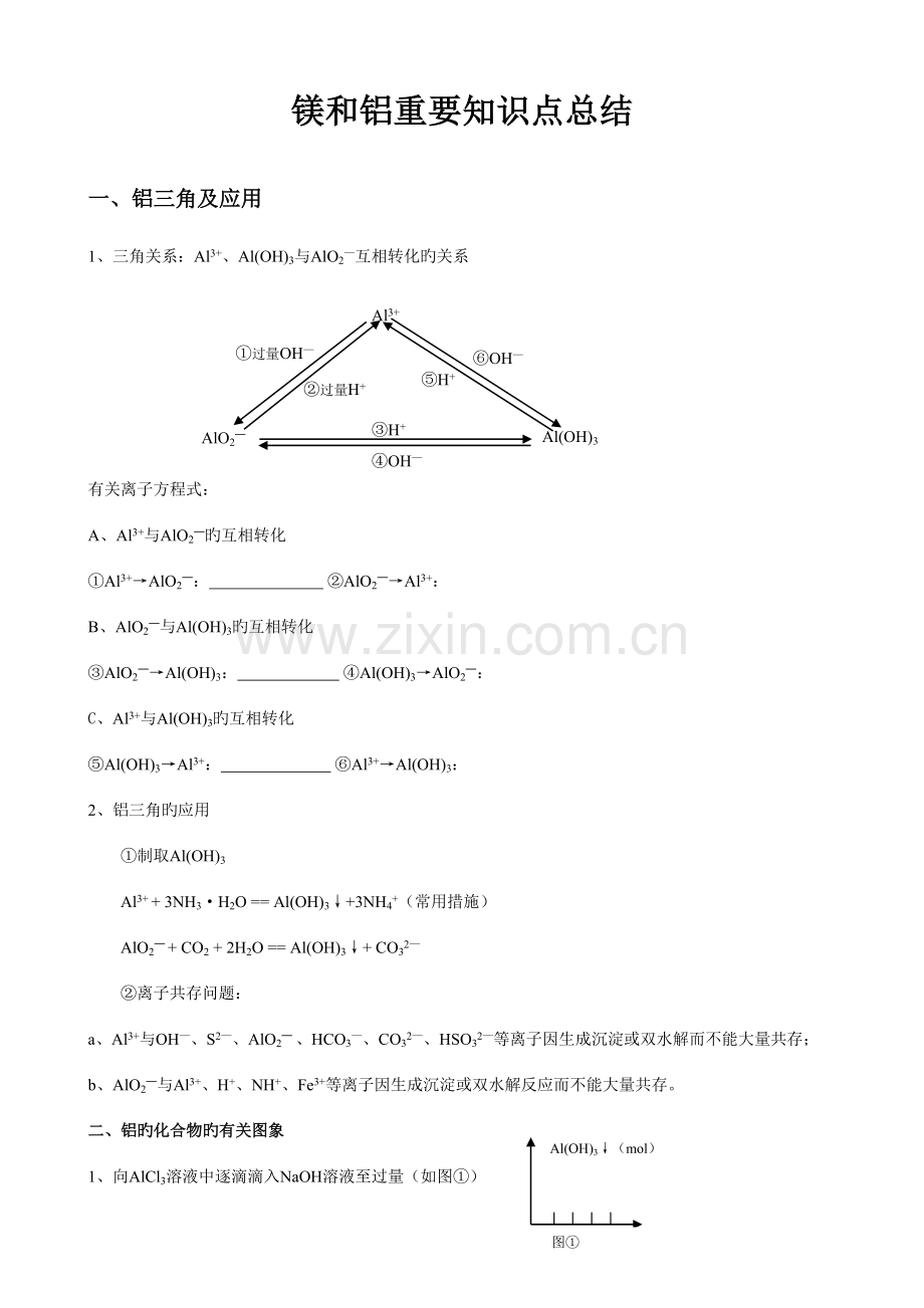 2023年镁和铝重要知识点总结.doc_第1页