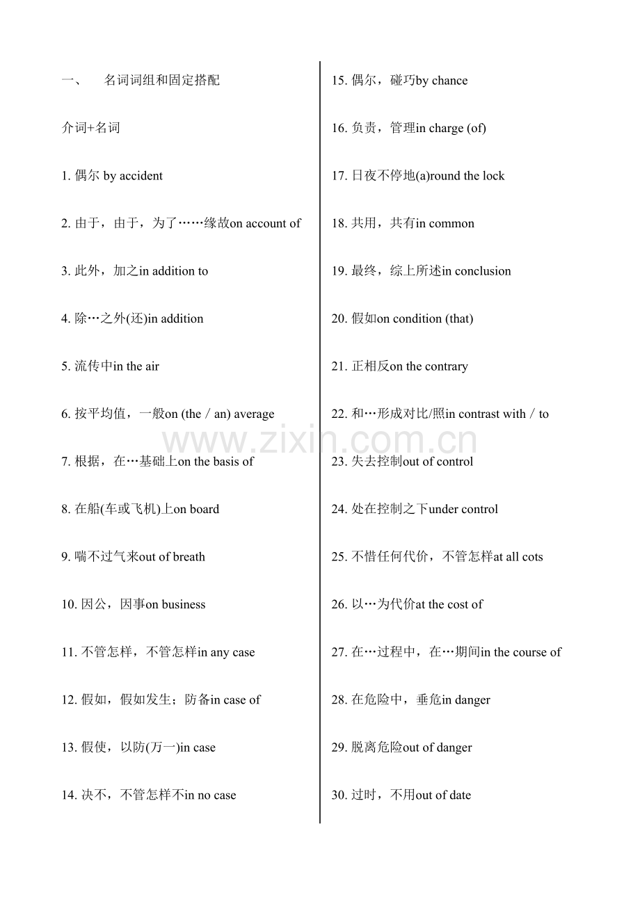 2023年英语四六级词组整理.doc_第1页