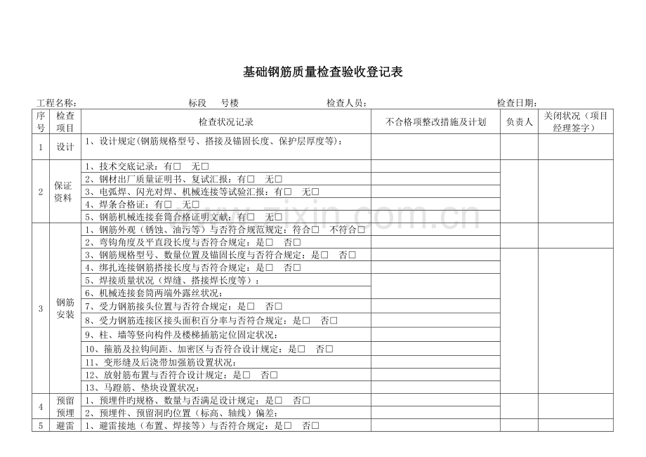 建筑施工质量检查标准表格.doc_第2页