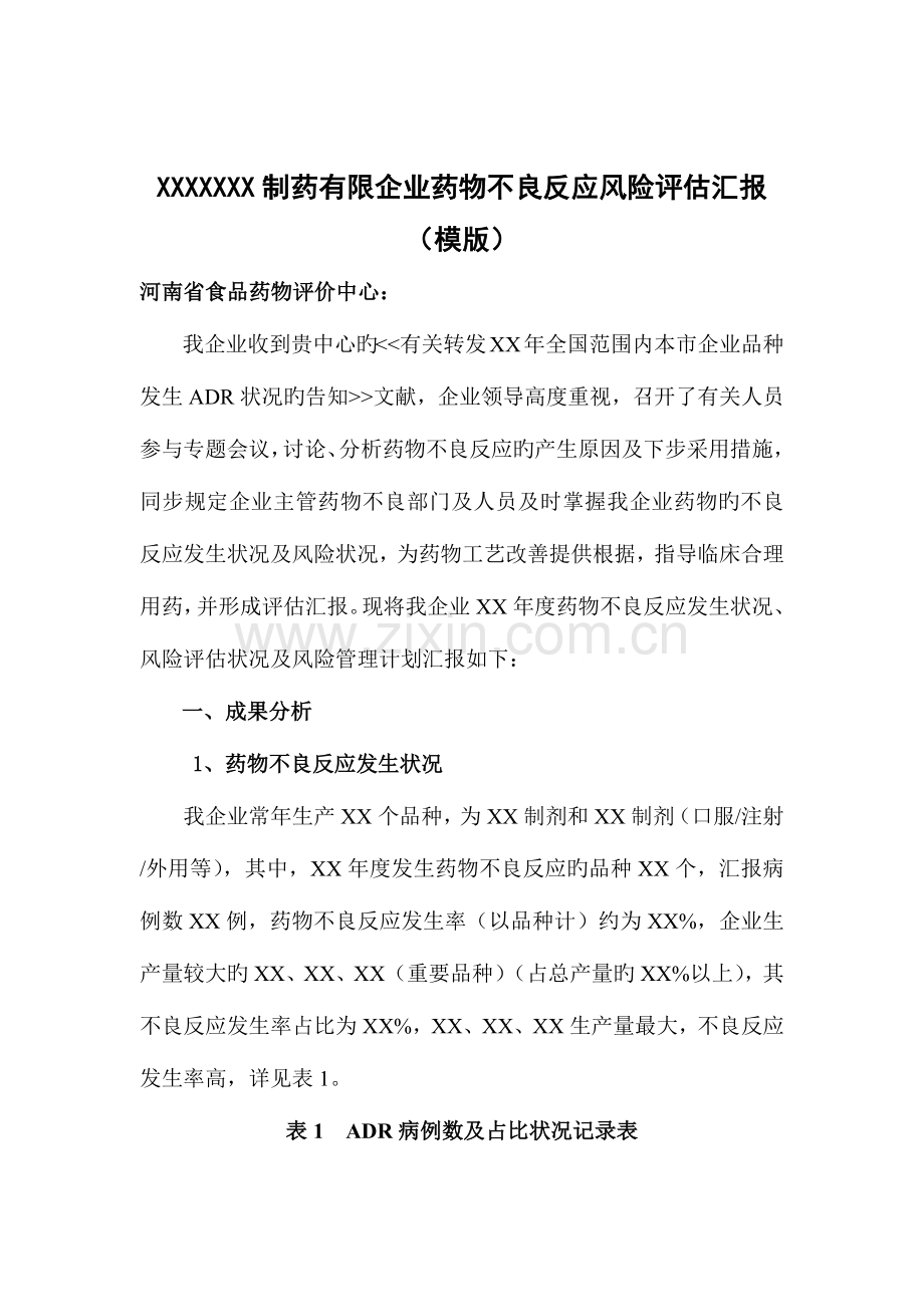 制药有限公司药品不良反应风险评估报告模版.doc_第2页