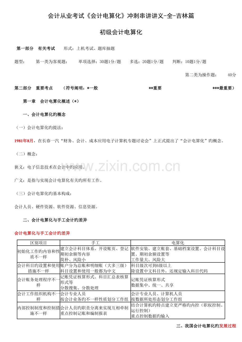 2023年会计从业考试《会计电算化》冲刺串讲讲义-全-吉林篇.doc_第1页