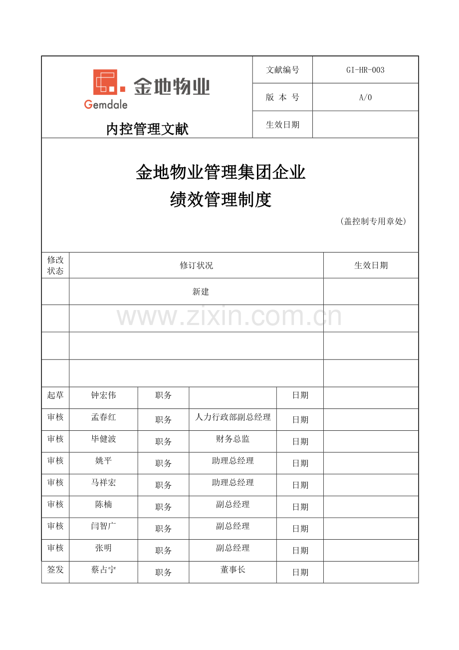 金地物业管理集团公司绩效管理制度.doc_第1页