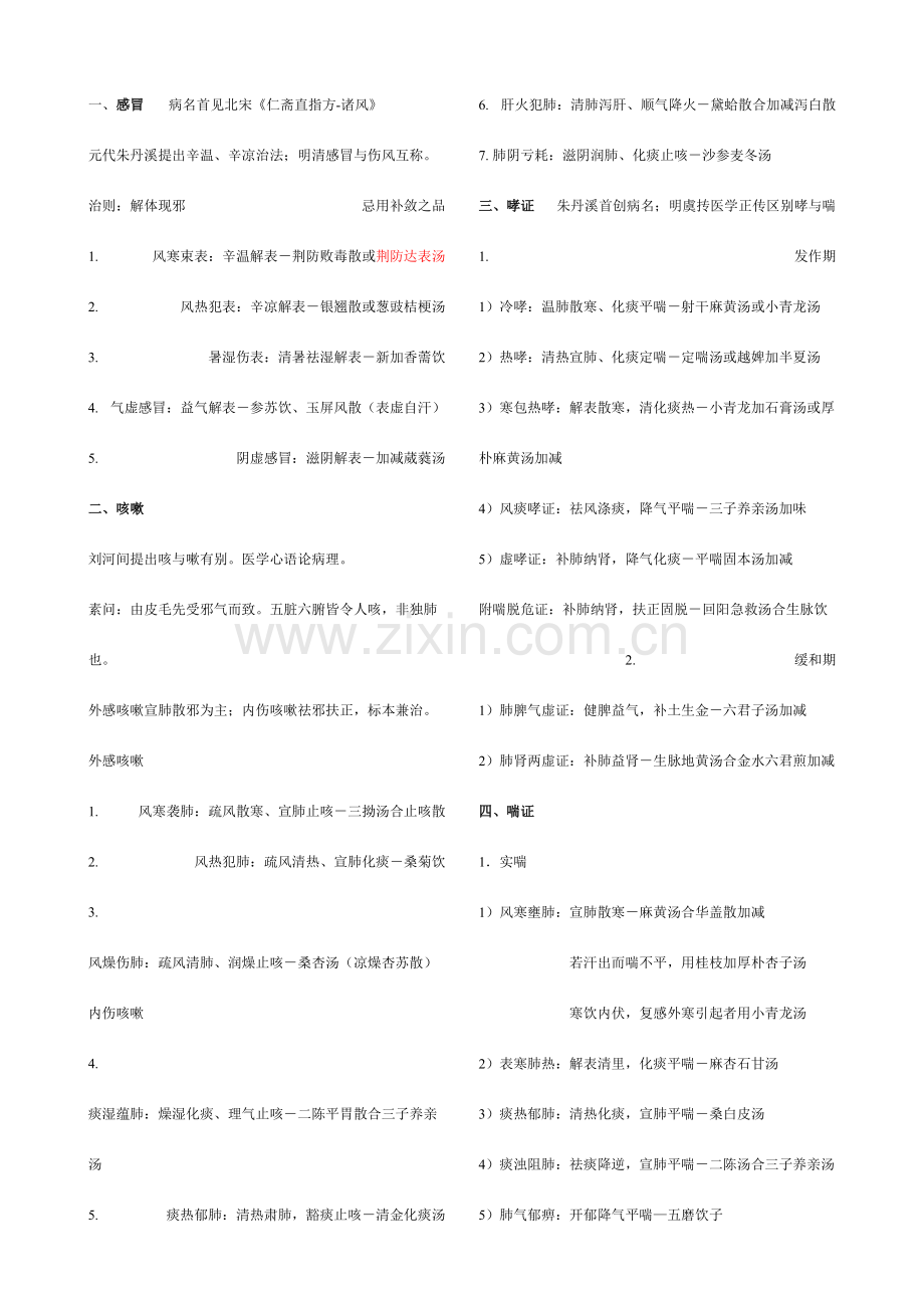 2023年中医内科学核心笔记周仲瑛主编.doc_第1页