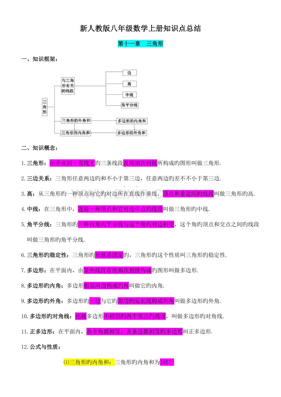 2023年新版新人教版八年级数学上册知识点总结.doc_第1页