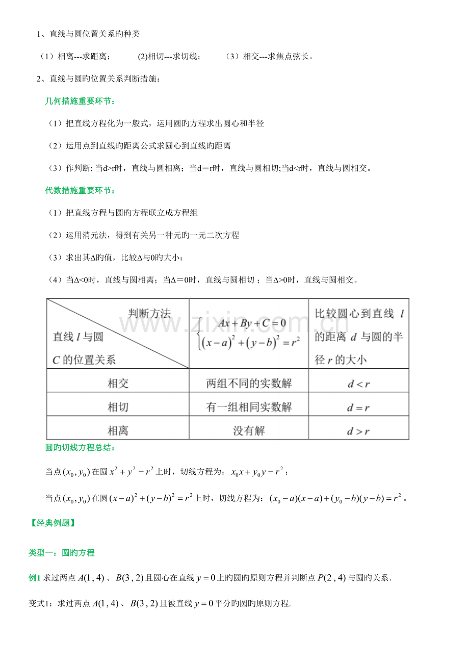 2023年高三专题复习直线与圆知识点及经典例题含答案.doc_第2页