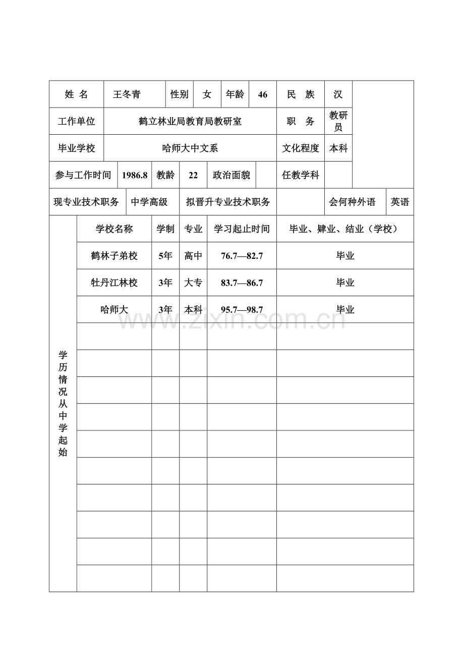 2023年黑龙江省森工系统中小学教师继续教育培训登记.doc_第2页