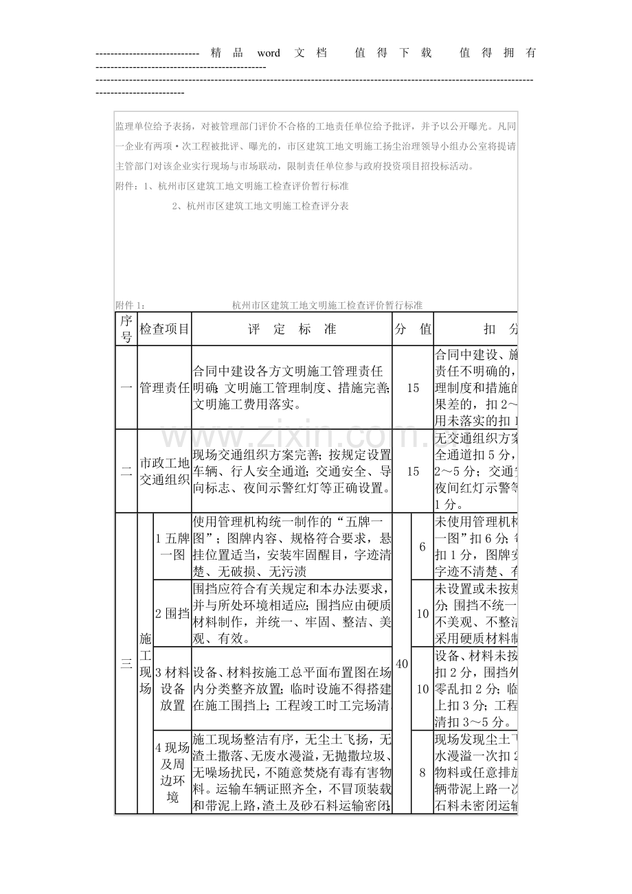 杭州市区建筑工地现场文明施工检查评价暂行办法.doc_第3页