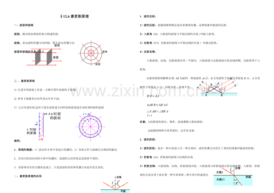 2023年惠更斯原理知识要点归纳.doc_第1页