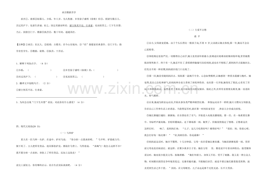 2023年年成外嘉祥小升初模拟考语文试卷及答案.doc_第3页