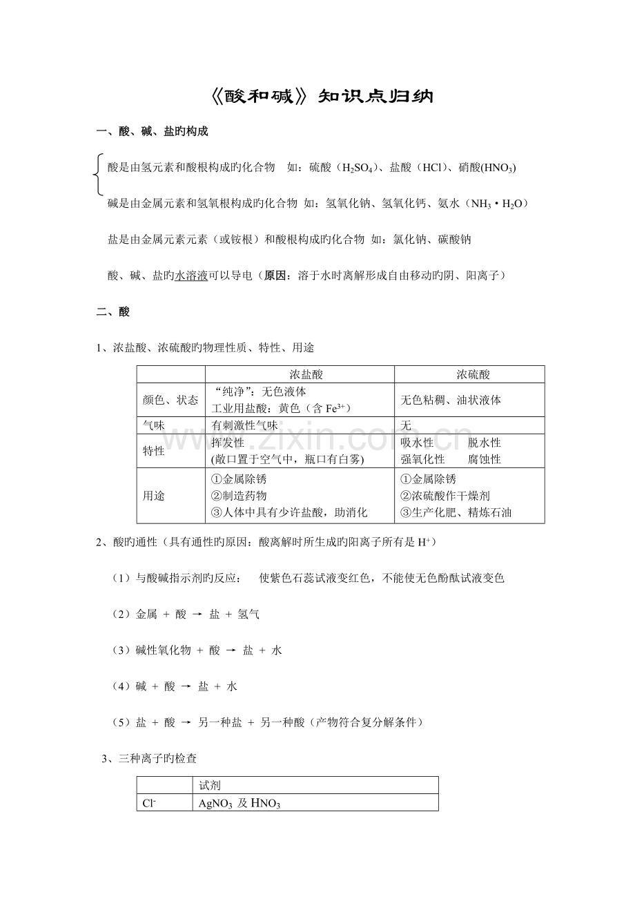 2023年初三化学酸和碱知识点归纳.doc_第1页