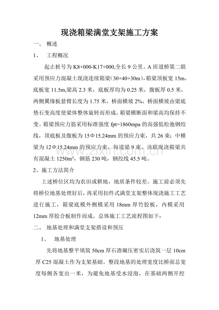 现浇箱梁满堂支架施工方案.doc_第1页