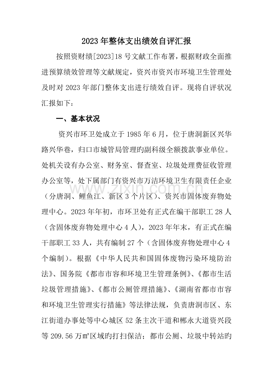 整体支出绩效自评报告.doc_第1页