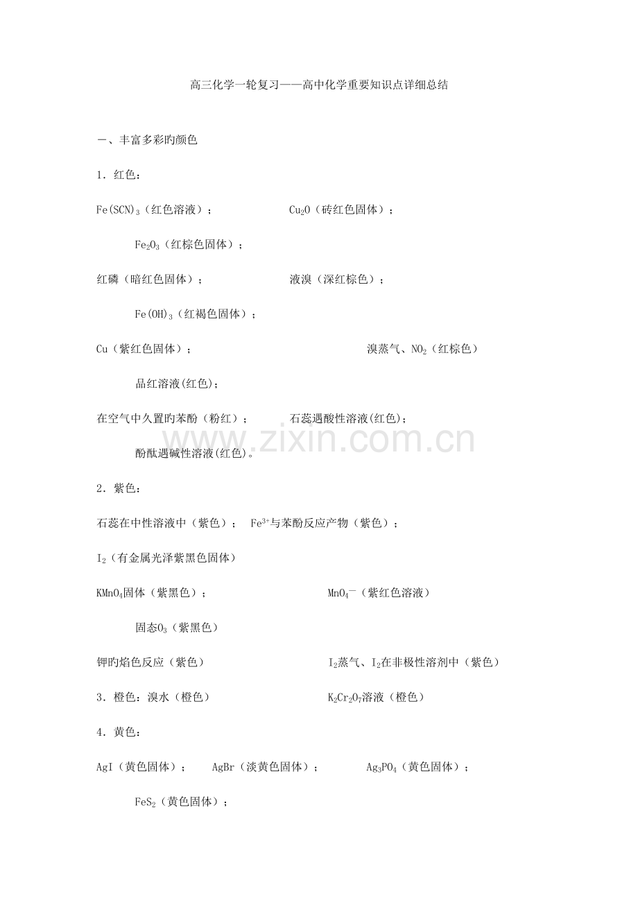 2023年高三化学一轮复习高中化学重要知识点详细总结.doc_第1页