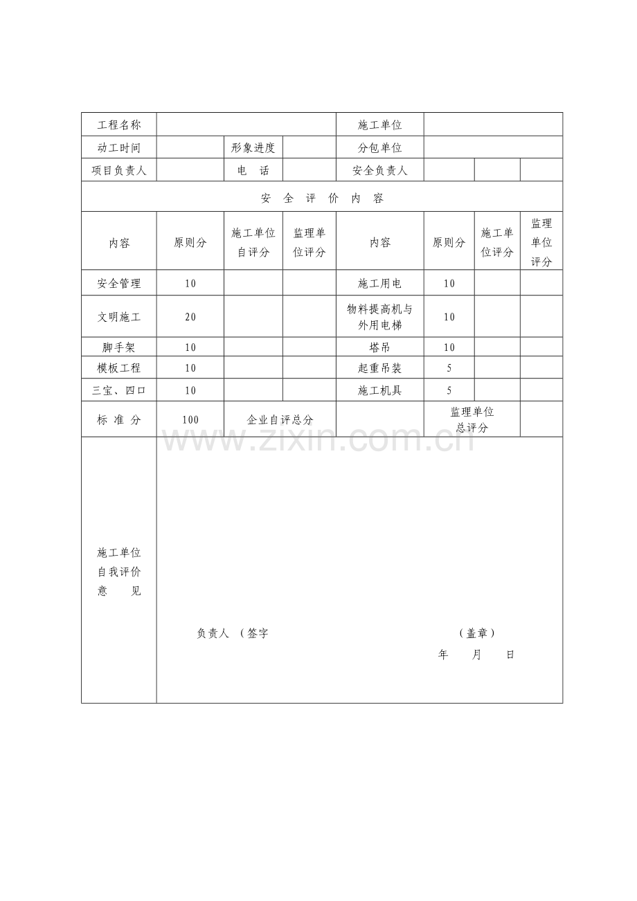 河南省建设工程项目安全生产评价表结构装饰阶段.doc_第3页