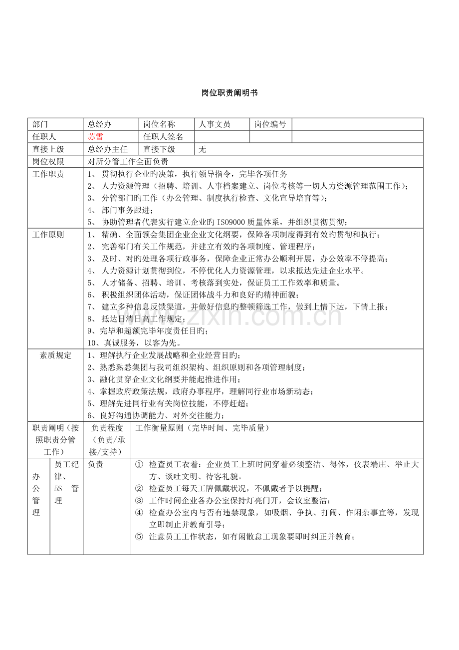 岗位职责说明书总经办.doc_第3页