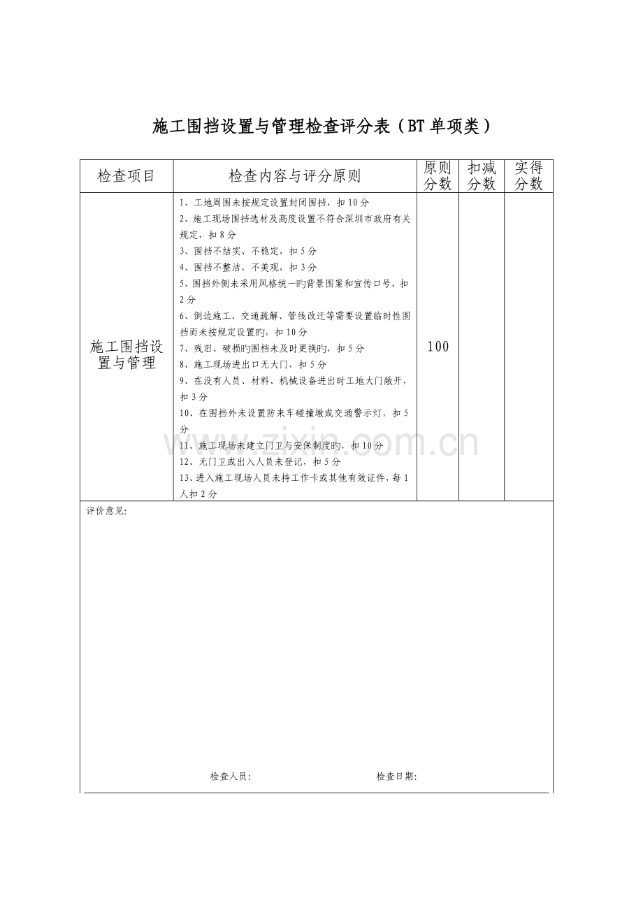 文明施工检查评分表BT单项类.doc_第1页