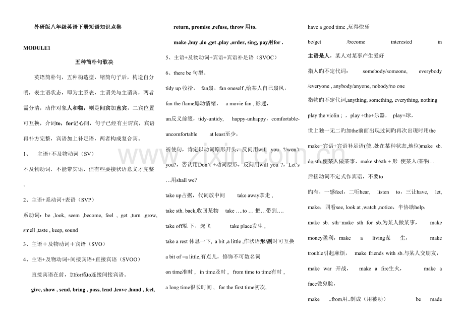 2023年八年级下英语外研版全部知识点总复习.doc_第1页