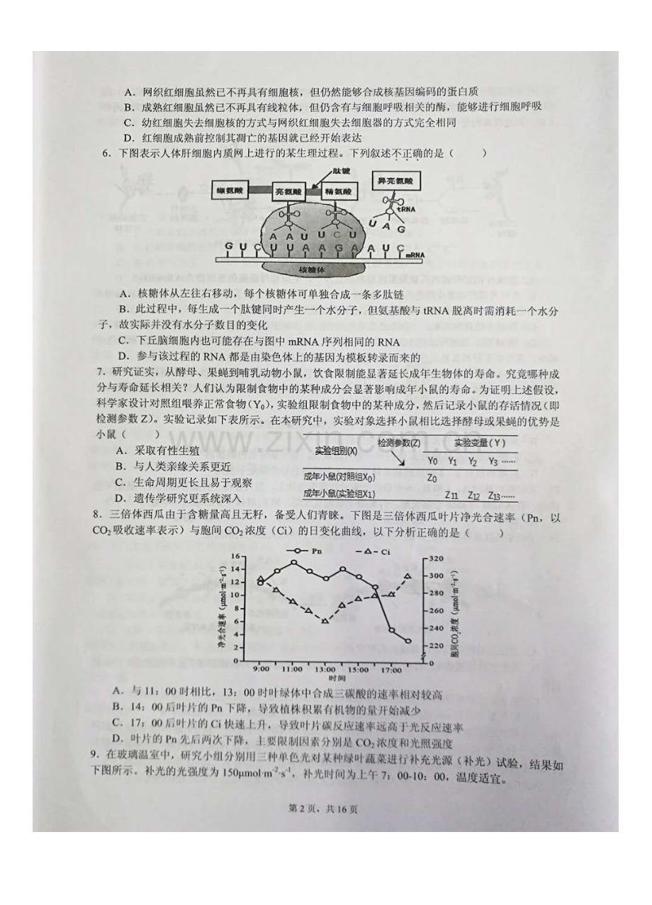 2023年浙江省高中生物学竞赛试题及答案.docx_第2页