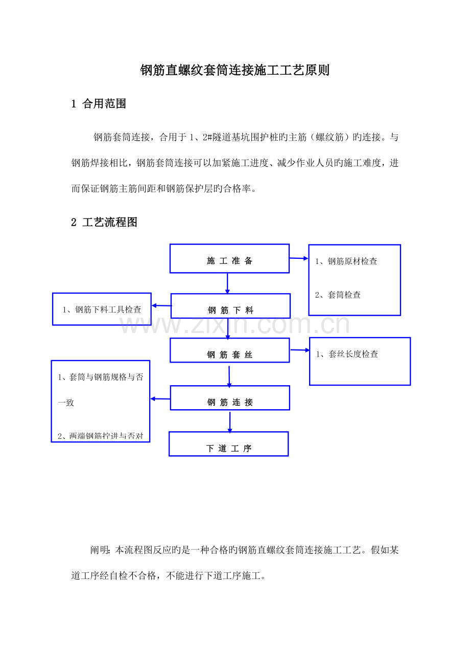 钢筋直螺纹套筒连接施工工艺标准.docx_第1页